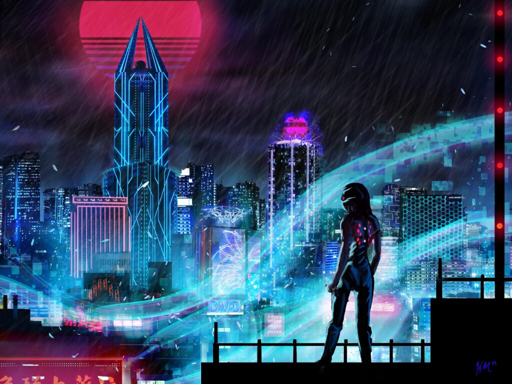"Cyberpunk Watcher", painted by me in Photoshop.