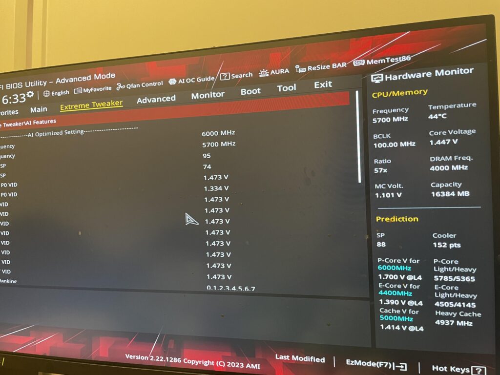 14900k sp score and voltage issue?