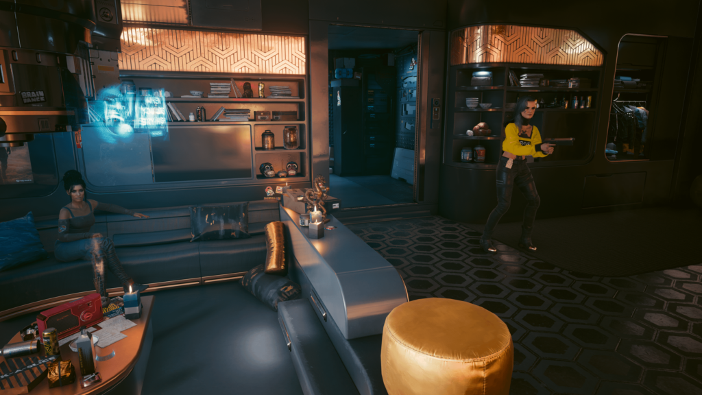 On a date with Panam and then Rogue randomly showed up in my room with a gun. Interesting glitch.