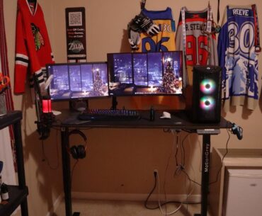 My Bedroom Desk Setup (Yes, I'm a Blackhawks Fan Unfortunately.)