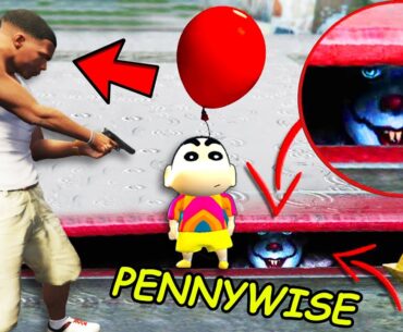 Franklin Found PENNYWISE The CLOWN In GTA 5 | SHINCHAN and CHOP