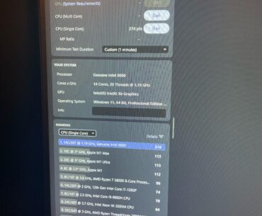 Uhrm 374 Points Cinebench r24 single core