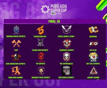 Final 16 Teams of PUBG Asia Super Cup Winter 2024