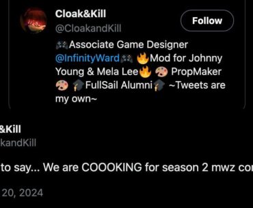 Associate Game Designer for Infinity Ward: "We are COOOKING for season 2 mwz content 👀"