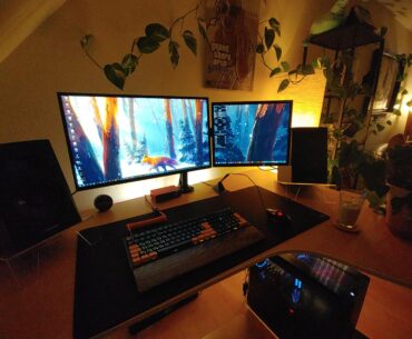 Cozy battlestation at night