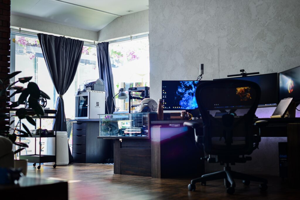 Updated my PC Desk to include a 3D printing station and standing desk hardware :)