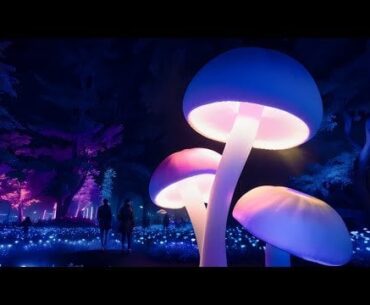 Atmospheric neon and laser show - an artificial world of giant plants in Barcelona