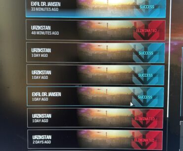 Exfils count as eliminated when you do Act final missions?
