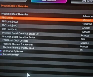 PBO Limits for 7800x3D PPT TDC EDC on Gigabyte X670 Mobo
