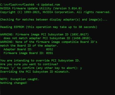 Issues with NVFlash on laptop vBIOS