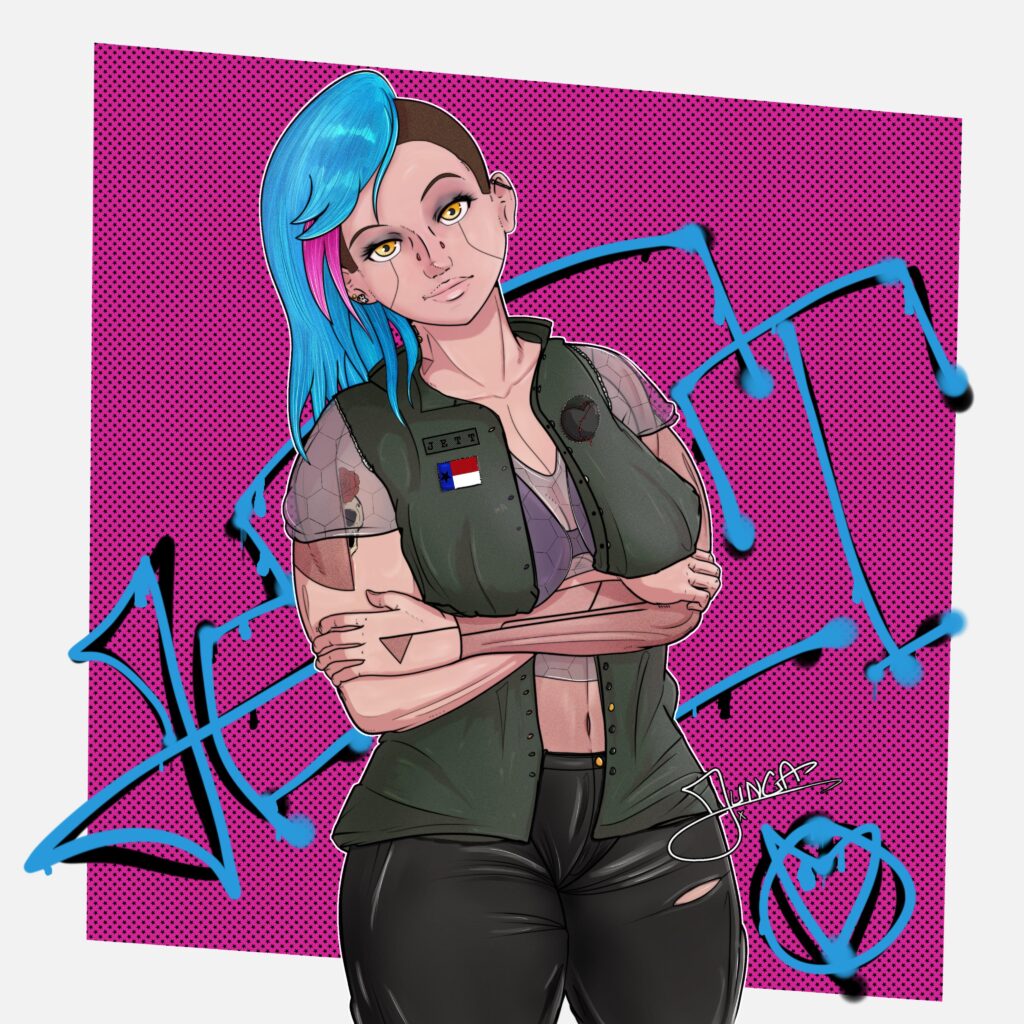 Jett, one of my OCs in my cyberpunk setting