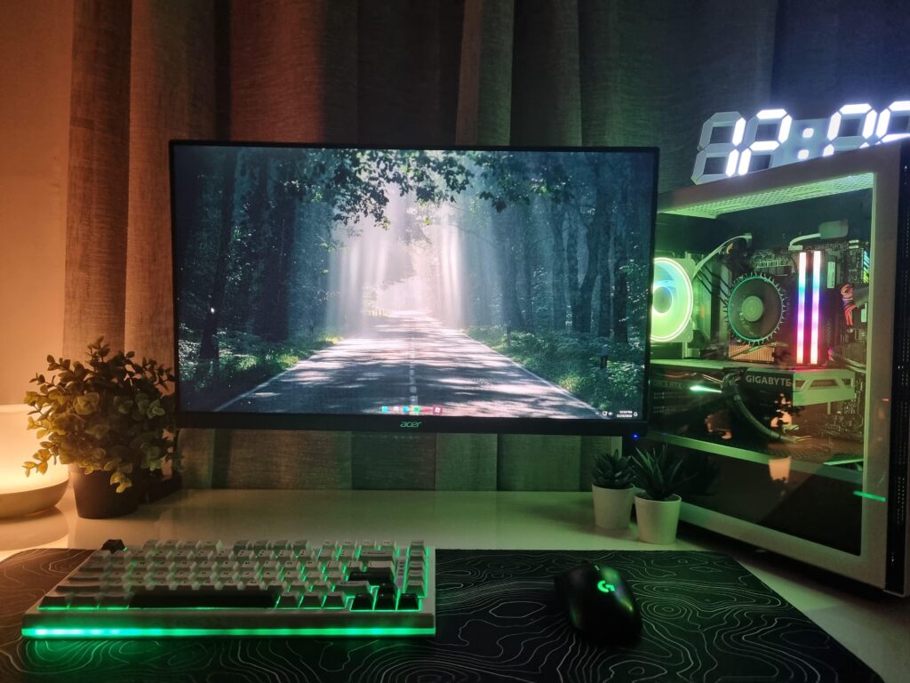 forest vibes // chill gaming setup
