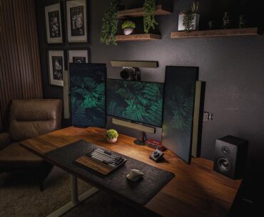 Been working on this setup for the past year. Just added a new set of lights to help with eye strain and clean up the key lights mess. Dev work / Video calls / streaming / video recording / Gaming