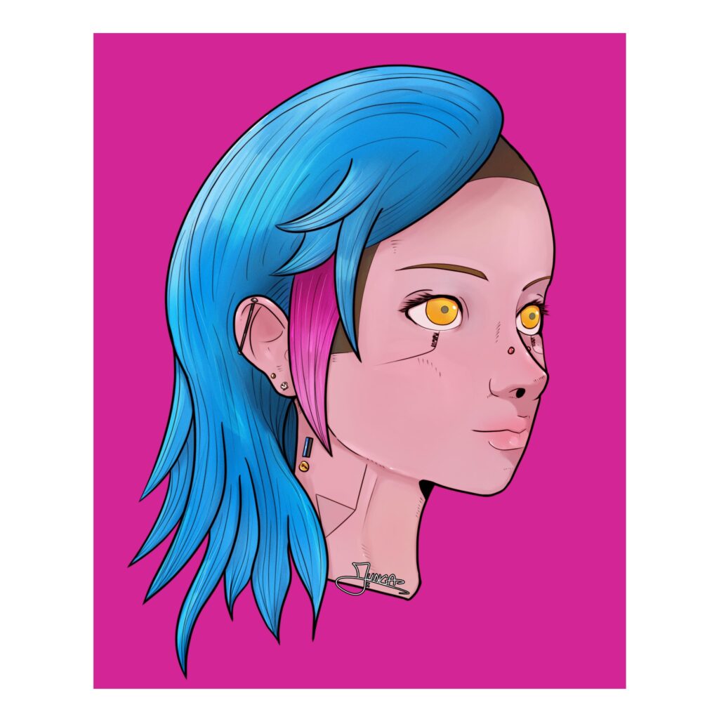 Sheena is a (cyber)punk rocker (OC)