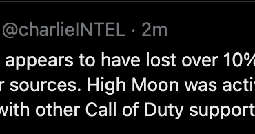 High Moon Studios appears to have lost over 10% of staff as part of today’s lay offs, per sources. High Moon was actively developing Fortune’s Keep return along with other Call of Duty support efforts.