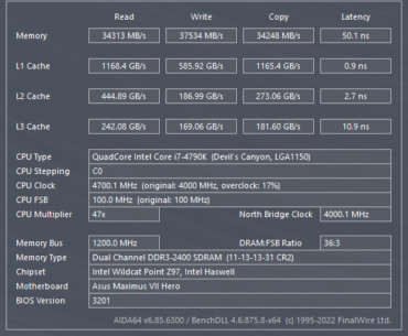 Good results for i7 4790k at 4.7GHz and 2400MT/s RAM?