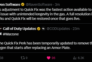 Quick Fix has been temporarily updated to remove the health regen that starts after replacing an armor plate due unintended longevity in the gas. A full resolution is in the works.