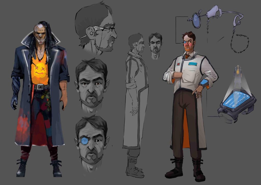 Character Art for our upcoming Cyberpunk Frankenstein visual novel