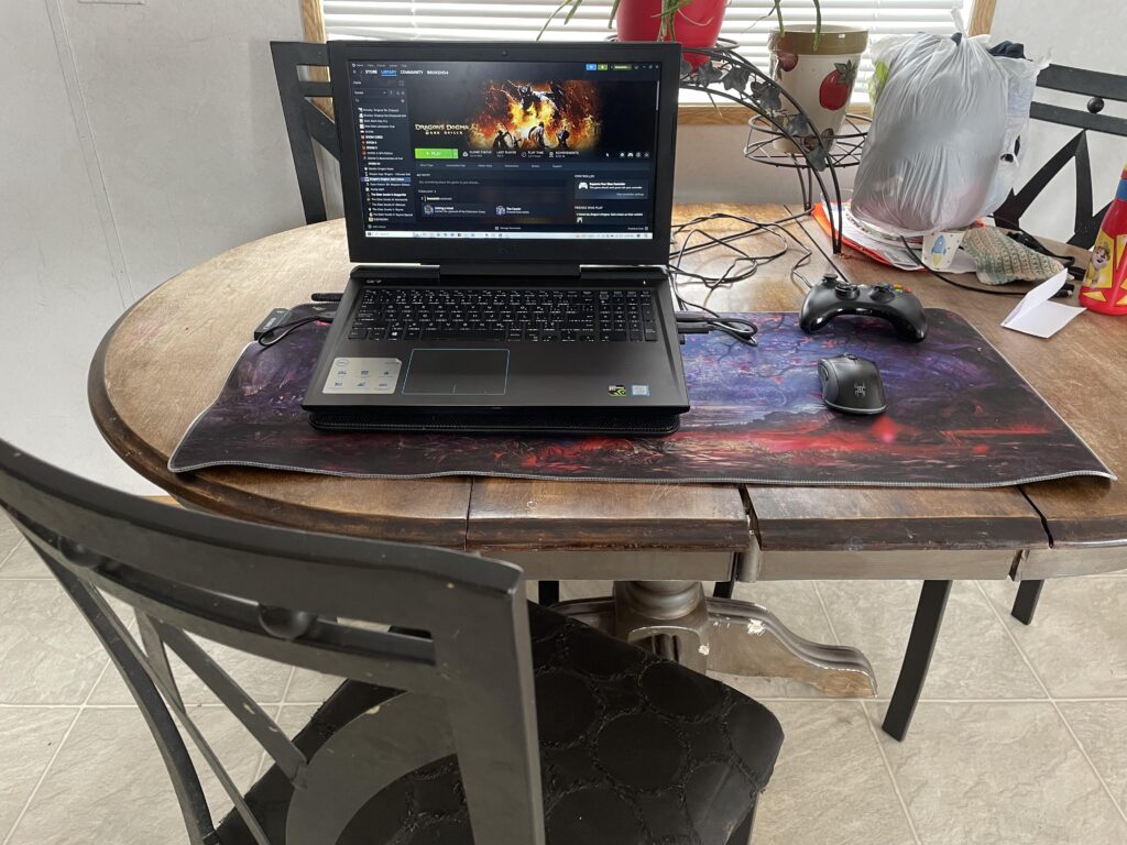 Rate my setup. I feel like everyone had the classic dining table workstation at some point in their lives