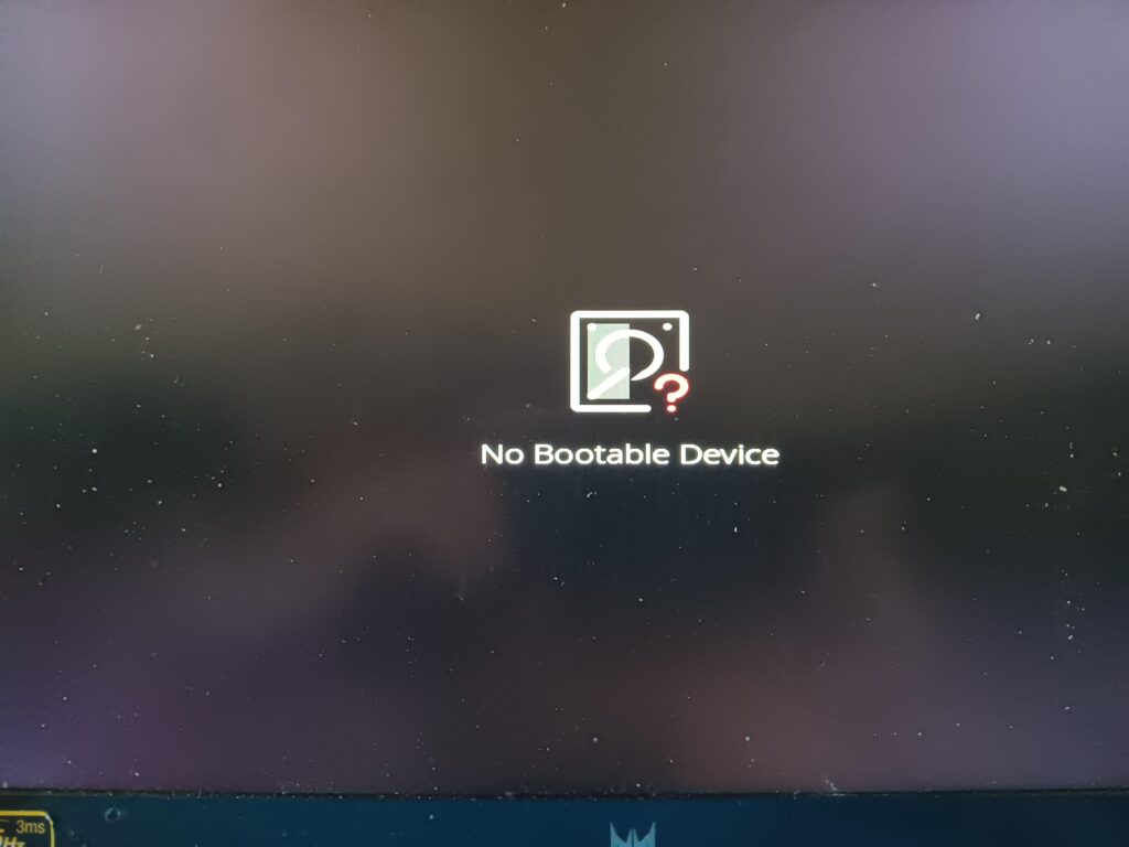 No bootable device "acer predator helios 300"