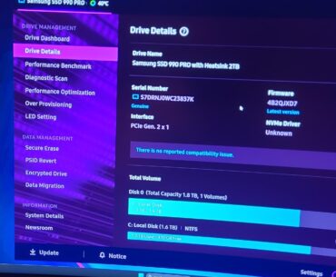Why is my 990 pro interface only PCIe 2x1