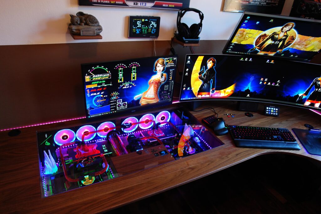 Complete wooden dual Desk PC