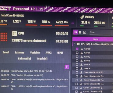 8600k 4.9 GHz, 200k errors in one second