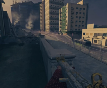 Zombie trips, falls, and dies.