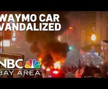 Waymo driverless car vandalized, set on fire in San Francisco's Chinatown