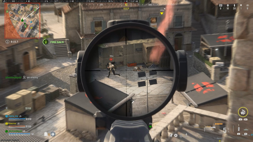 Shots 1-5 clearly missed