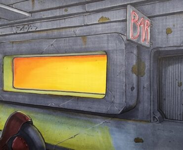 A little cyberpunk scene from my sketchbook.