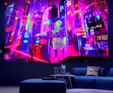 Found this cool cyberpunk neon fluorescent tapestry (glows in the dark). wondering if any of yall would actually put this in your room?