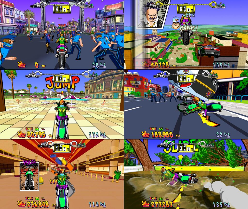 Finally, I found the arcade game that I used to play at my local Walmart 22+ years ago. It's called Wild Riders. I remember it well because of its beautiful, cel-shaded graphics and over-the-top action. We need more games just like this!