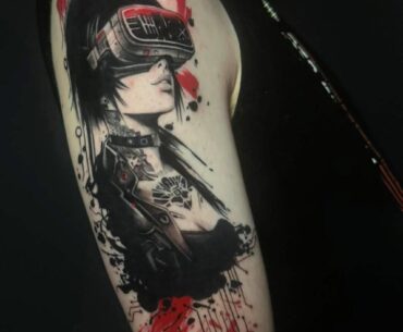 My new Cyberpunk Trash Polka tattoo by Tori at Black Honey Tattoo Company, Fort Lauderdale, FL