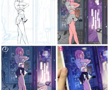 a page from my Cyberpunk graphic novel - step by step breakdown