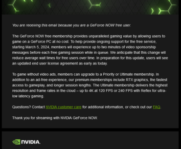 Ads coming to Geforce Now free tier
