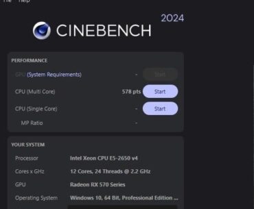 Cinebench 2024 scores: Xeon E5-2650 v4