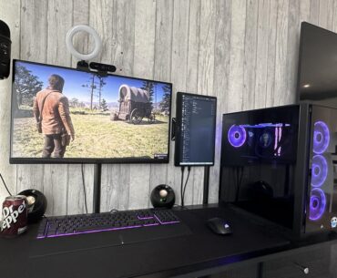 My pc setup my partner helped me build! He even surprised me by trapping Astarion inside haha