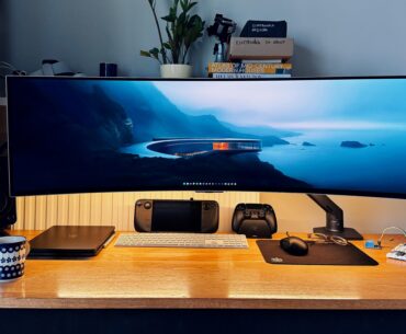 Just a white warm LED strip under my monitor and a toggle switch under the desk is all I need.