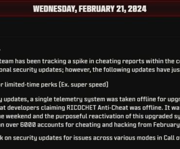 Call of Duty Anti-Cheat update.