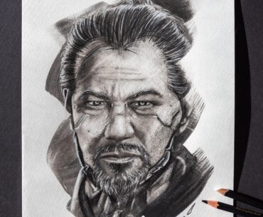 Charcoal portrait of Goro Takemura