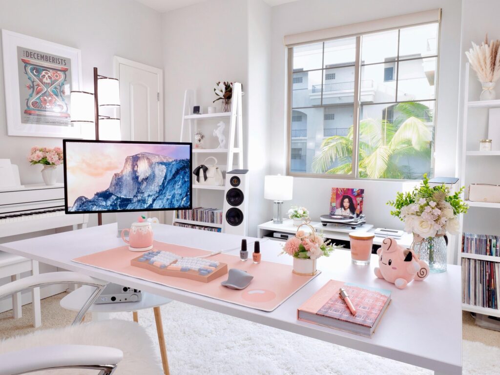 My White Aesthetic Work From Home Setup!