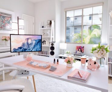 My White Aesthetic Work From Home Setup!