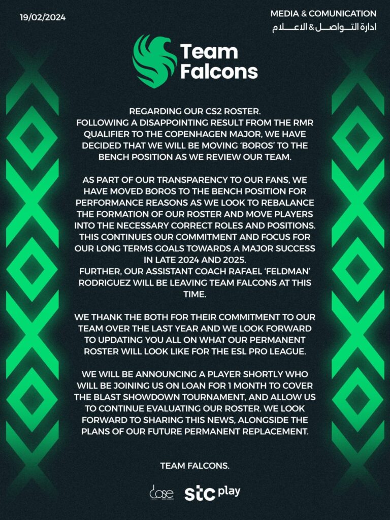 Falcons bench Boros - FPSHUB | FPS GAMES HUB |FPS GAMING HUB