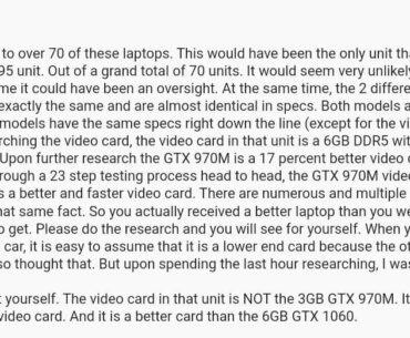Got scammed on eBay, ordered a Razer blade laptop with a GTX 1060, got one with a 970M. He's not correct, right?