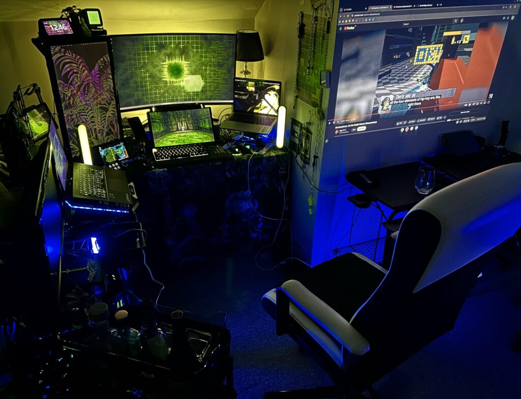 My studio is looking pretty cyberpunk these days