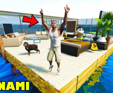Franklin Finally Survived The Biggest Wave Of Tsunami in GTA 5 | SHINCHAN and CHOP