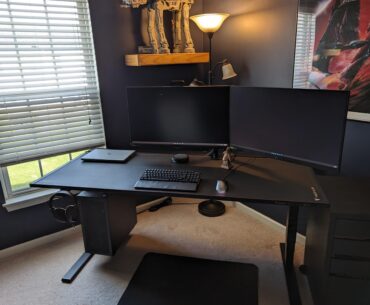 Rewired and reposition my WFH/Gaming Setup today. Secret Lab Magnus Pro. There's a USB 3.0 switch that's attached to the left side of the desk allowing me to switch between my work laptop and my gaming PC. More pictures here: https://imgur.com/a/ZyUAZHE