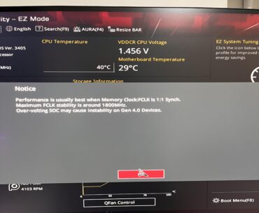 Warning after DOCP is enable.