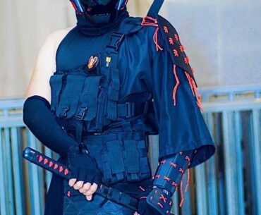 Cyberpunk themed samurai cosplay